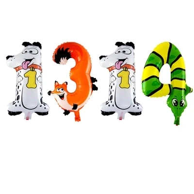 Недорогие воздушные шары с цифрами животных 1 шт. вечерние для украшения свадеб