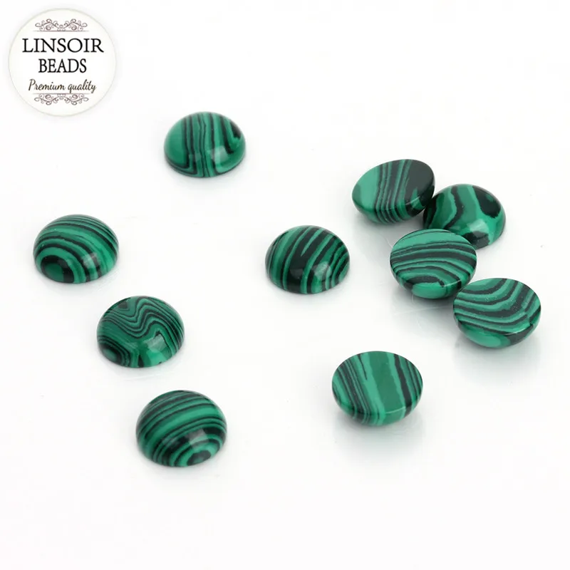 

20pcs/lot 6/8/10/12mm Imitation Malachite Stone Cameo Cabochon Beads Diy Cabochon Setting Supplies For Jewelry Accessories F4014