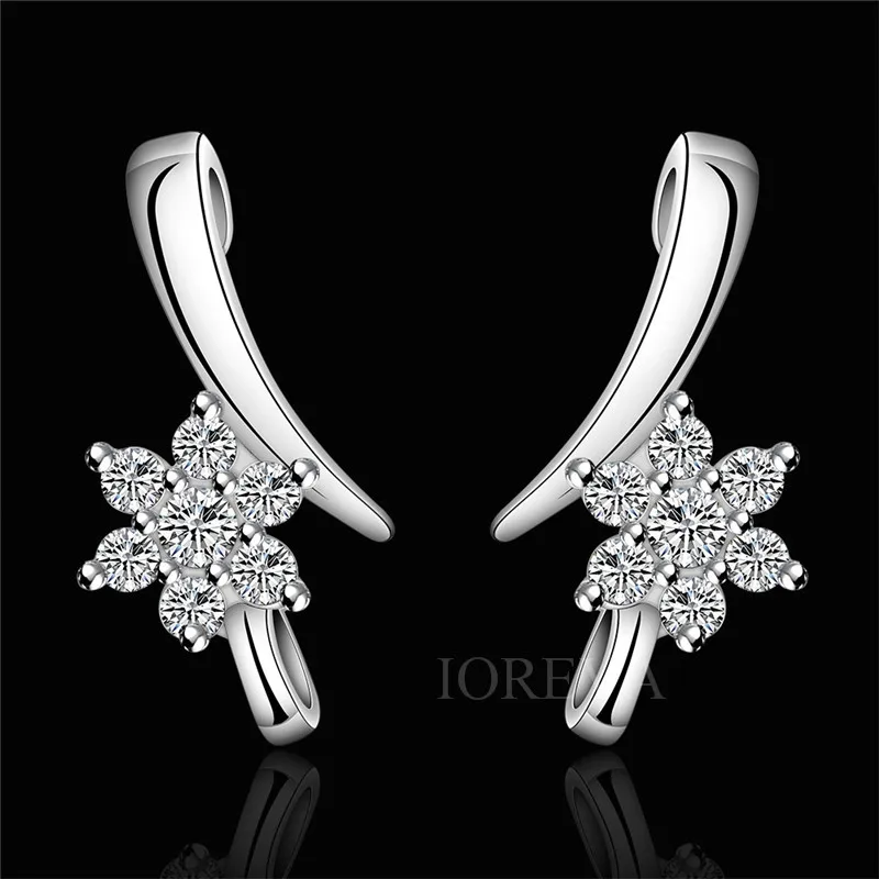 Цветы серьги стержня для женщин имитация алмазный посеребренные ювелирные