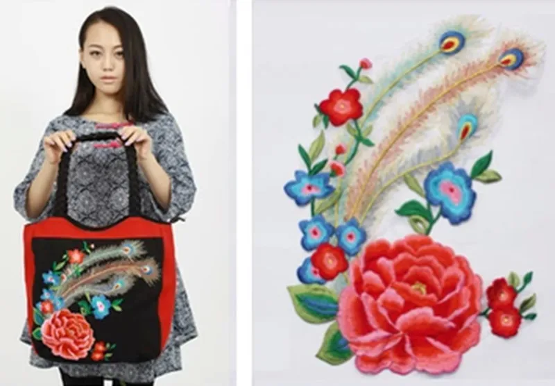 FFLACELL вышивка патч Павлин пион ткань аппликация кружева швейная украшения