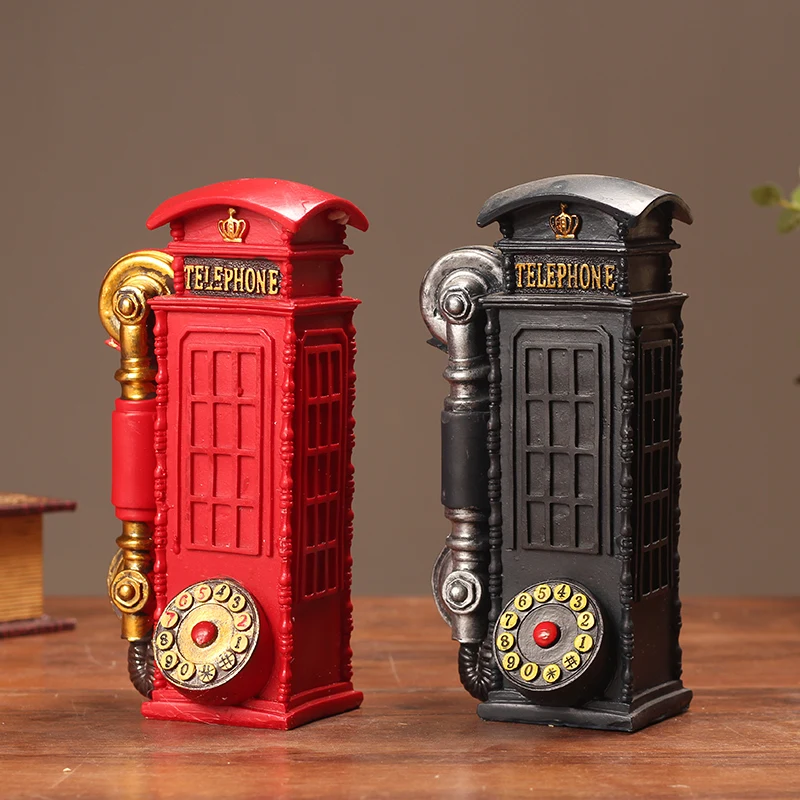 

Antique Telephone Booth Resin Ornament Crafts Handicrafts Furnishing Articles Home Decoration Photography Props Originality Gift