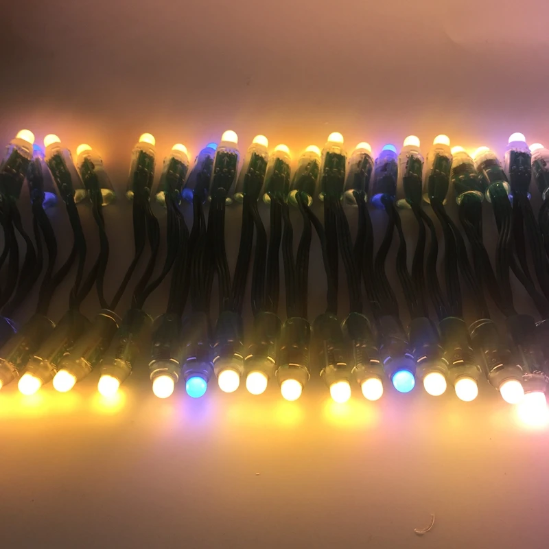 500 шт./лот DC5V 12 V 12mm ws2811 ic светодиодный модуль черный/зеленый/белый/РБГ провода Строка Праздник Рождества Христова светодиодная точечная лампа адресуемых