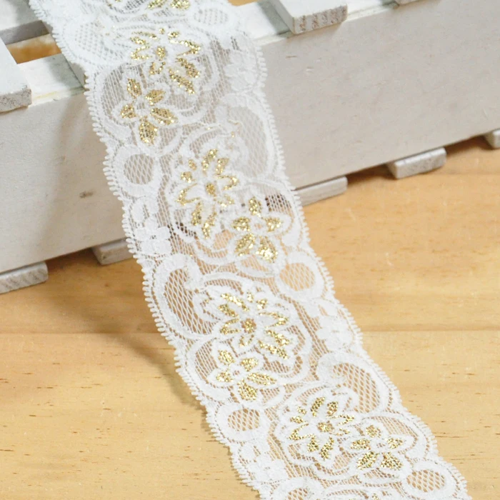 

New Top Quality Gold+White Elastic Lace Stretch Lace Baby Headband Lace Elastic Garter Lingerie