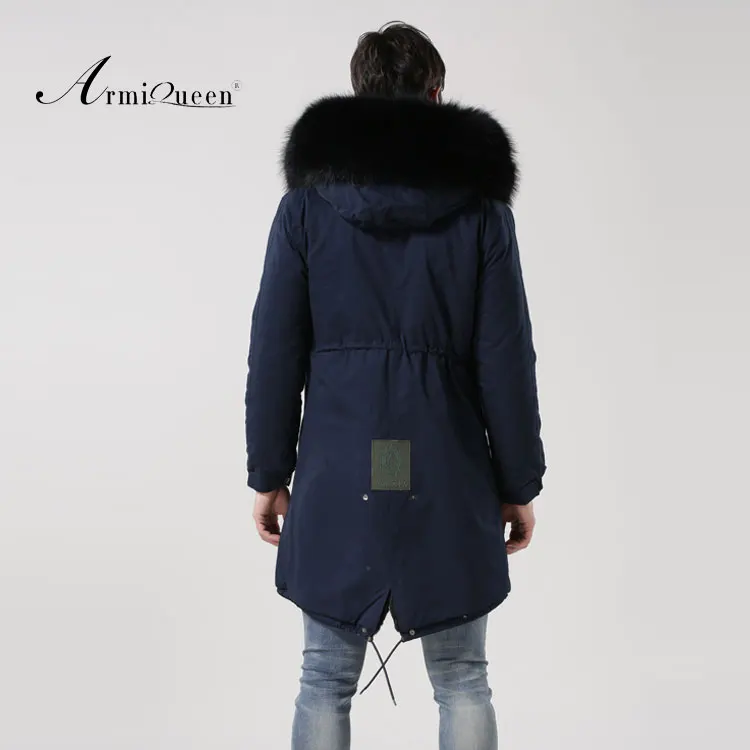 Dark blue outside with black faux fur lining jacket for gentleman Winter Parka in man's Parkas | Мужская одежда