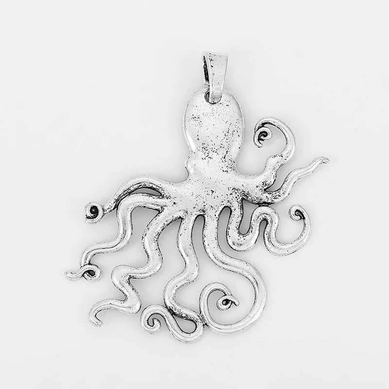 Подвеска в виде большого кальмара из тибетского серебра 2 шт. ожерелье стиле