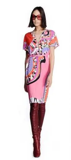 Женское платье из эластичного шелка с поясом V-образным вырезом и коротким