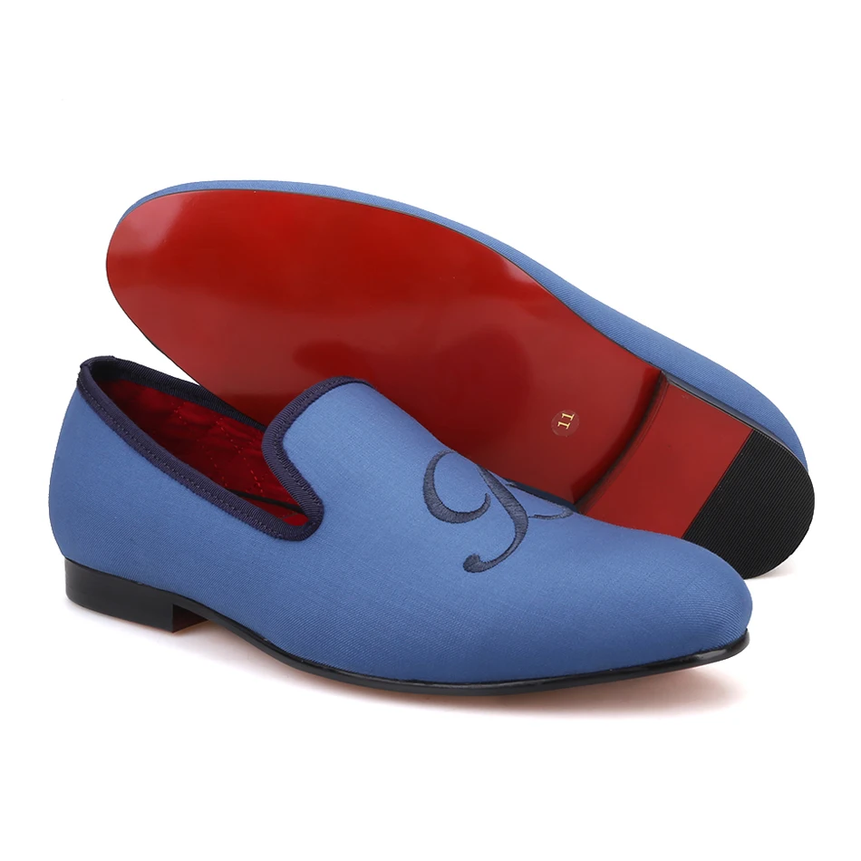 PIERGITAR 2019 new letters embroidery men fabric shoes Fashion prom and Banquet men's loafers British style smoking slippers | Обувь
