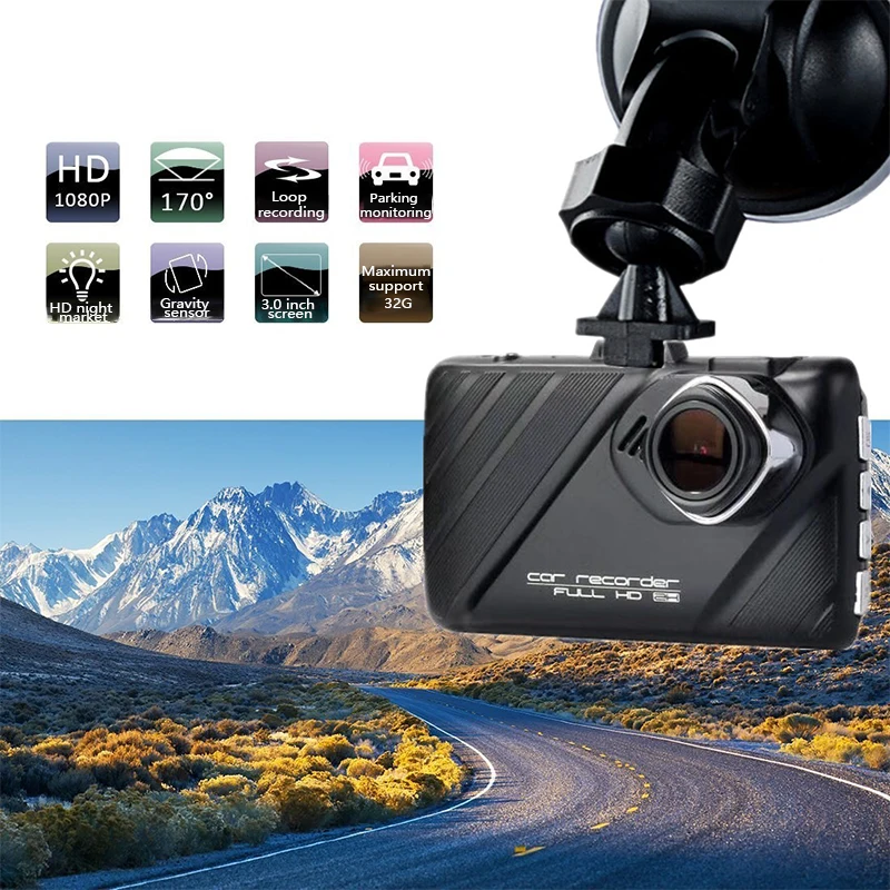 1080P Full HD Night Vision Dashcam One Len Single Black Video Recoreder Parking Control G-Sensor Driving Recorder Camera T658 | Автомобили