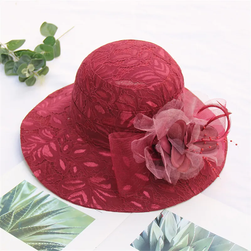 Burgundy Mingli Tengda новые элегантные свадебные Шапки для Для женщин Fascinators свадьбы Hat цветок Шапки Свадебные аксессуары вводной mariage - Цвет: Burgundy