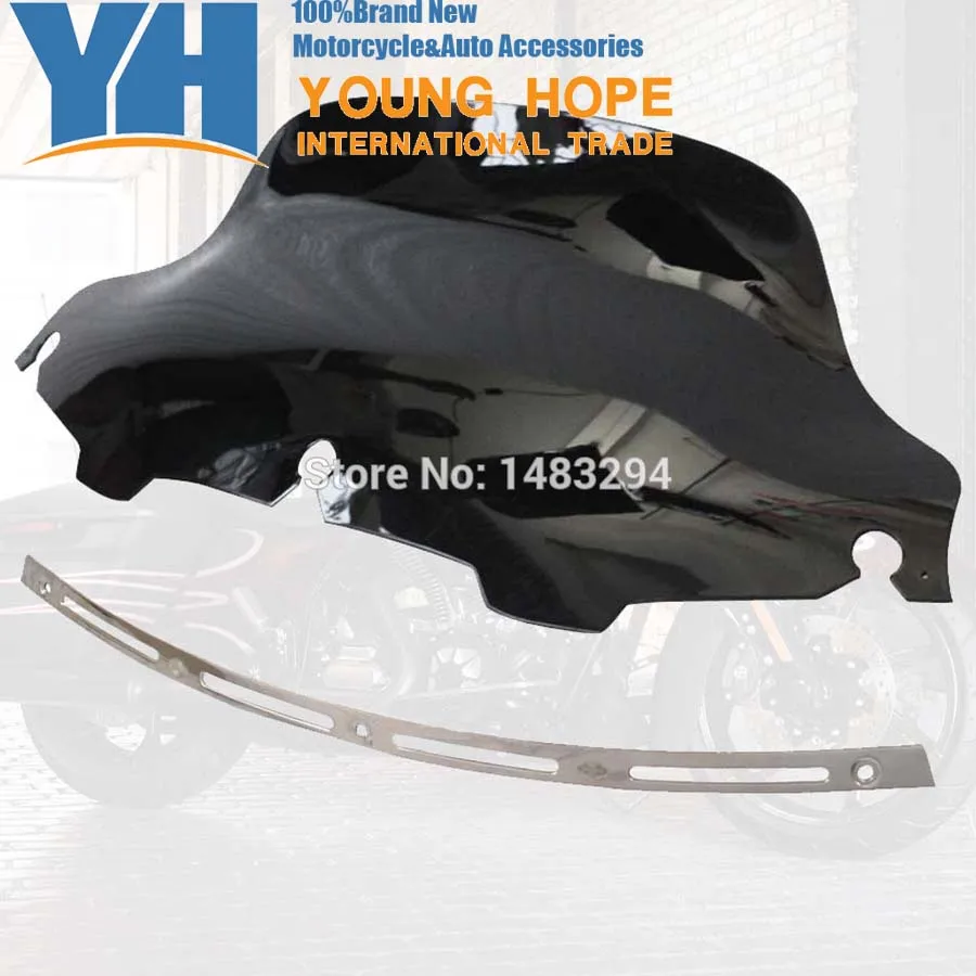 Хромированная шлицевая накладка летучая мышь + черное волнистое ветровое стекло