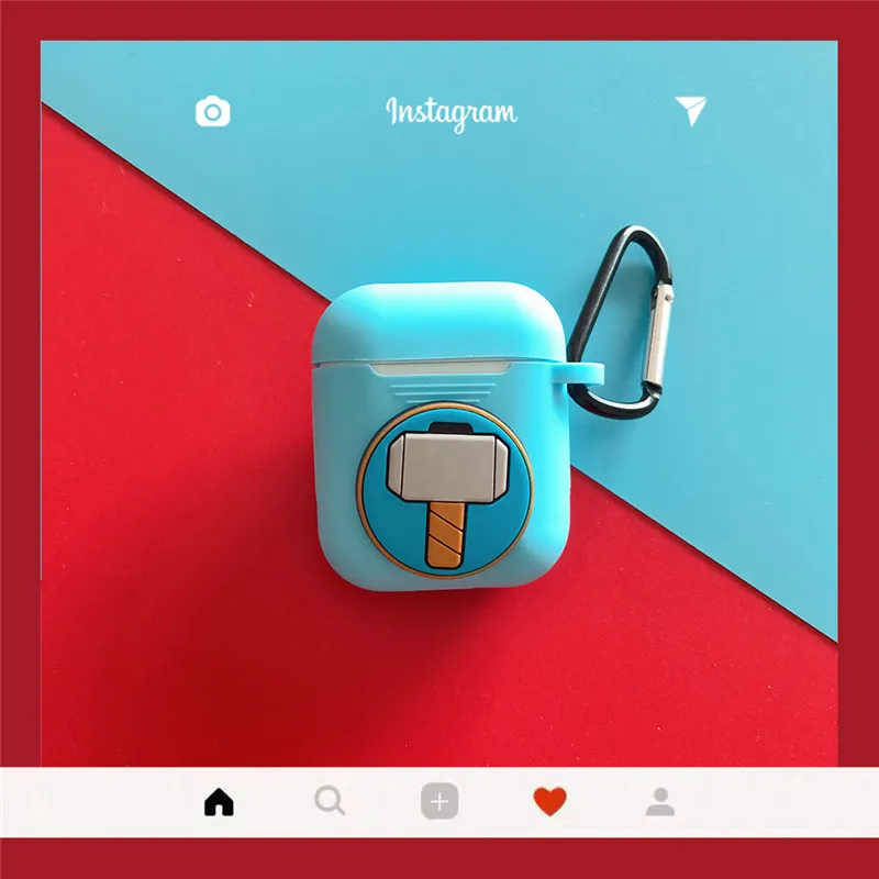 Thor Силиконовые защитные чехлы для Apple Airpods, Мстители, милый Капитан Америка, Железный человек, ТПУ противоударный чехол для New Air Pods Box - Цвет: Thor