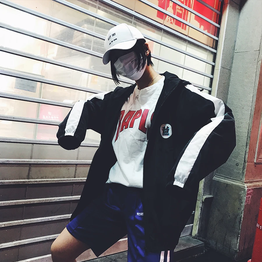 Пара куртка Мужская хип хоп принт Повседневная Осенняя уличная одежда в стиле