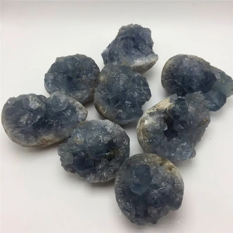 cute size drop shipping Natural blue celestine Crystal gemstone meditation reiki healing chakra rough crystal geode | Дом и сад