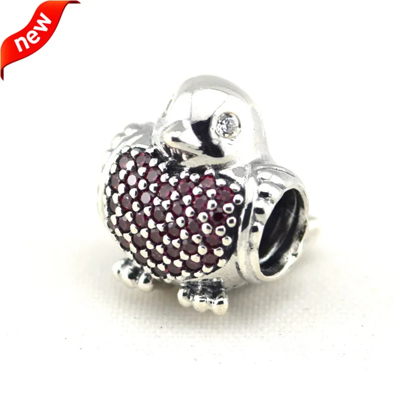 

CKK 925 Sterling Silver Jewelry Red Robin Dove Original Charms DIY Beads Fits Bracelets For Jewelry Making