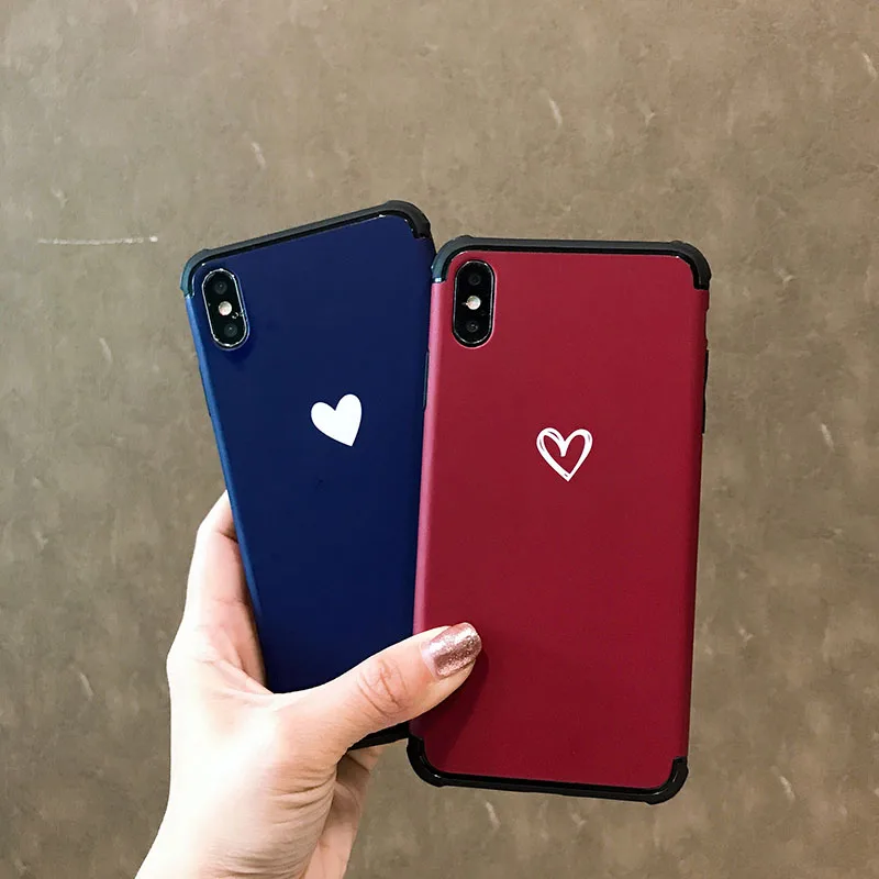 Ins Любовь сплошной цвет iphoneX мобильного телефона чехол Xs Max мягкий iphone8plus пара 6s/7