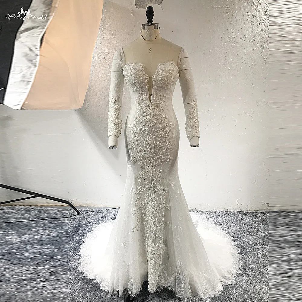 RSW1519 Vestido De Noiva Sereia с накидкой лучшие винтажные кружевные бисерные потрясающие