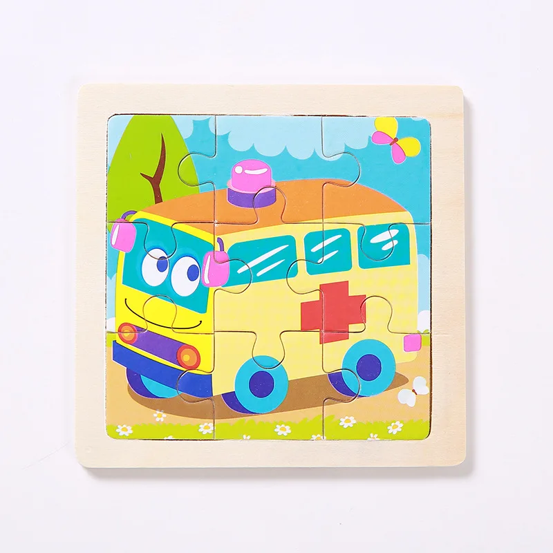 Ambulance Мини Размер 11*11 см детская игрушка деревянная головоломка деревянная 3D головоломка для детей Детские Мультяшные животные/дорожные Пазлы обучающая игрушка - Цвет: Ambulance