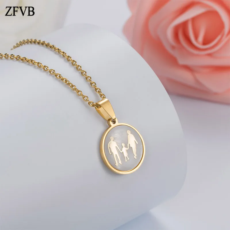 ZFVB Модные женские ожерелья-подвески из нержавеющей стали 316L модные Семейные