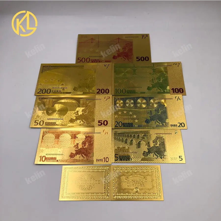 1 шт. цветная евро банкнота 5 золотые банкноты 24K Золотая фольга памятная монета