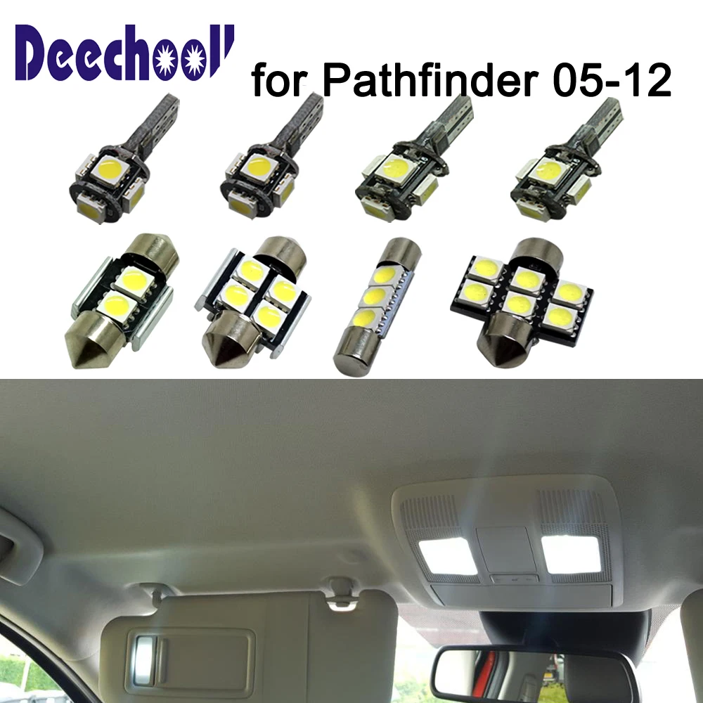 deechooll 14pcs LED Light Bulbs for Nissan Pathfinder 2005-2012 Interior Dome Map +License Plate Lights kit | Автомобили и