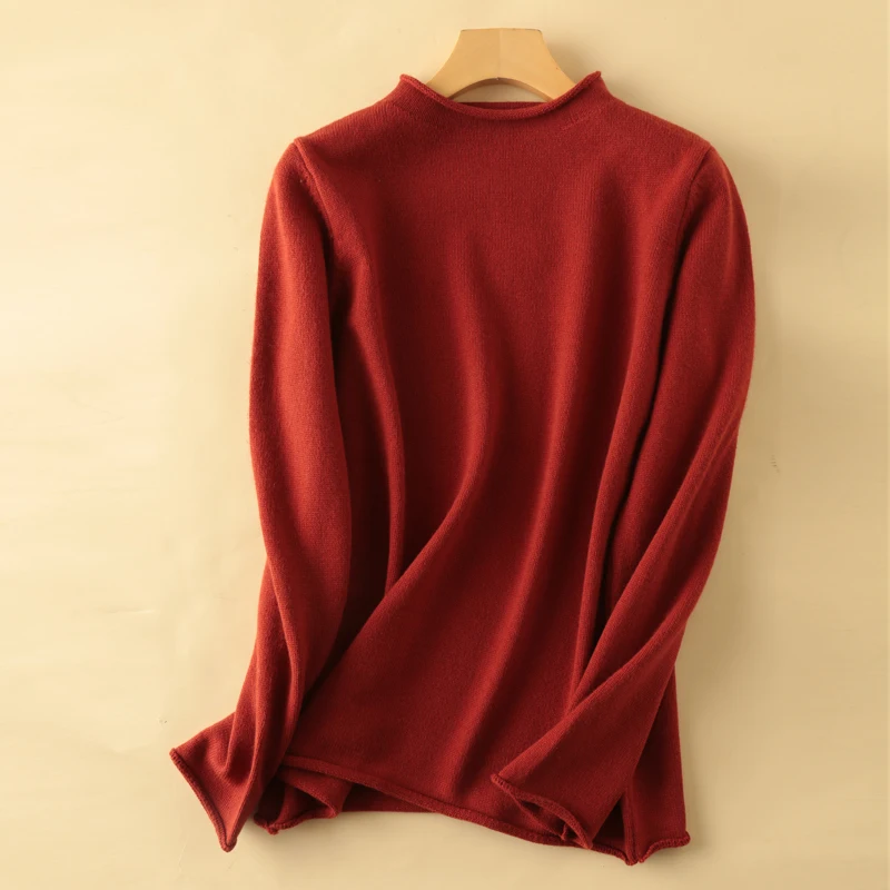 2019 New Thick High Quality Warm Female Women Cashmere Wool Sweater Pullovers Long Sleeve Half-high Collar Curling Solid Wild | Женская