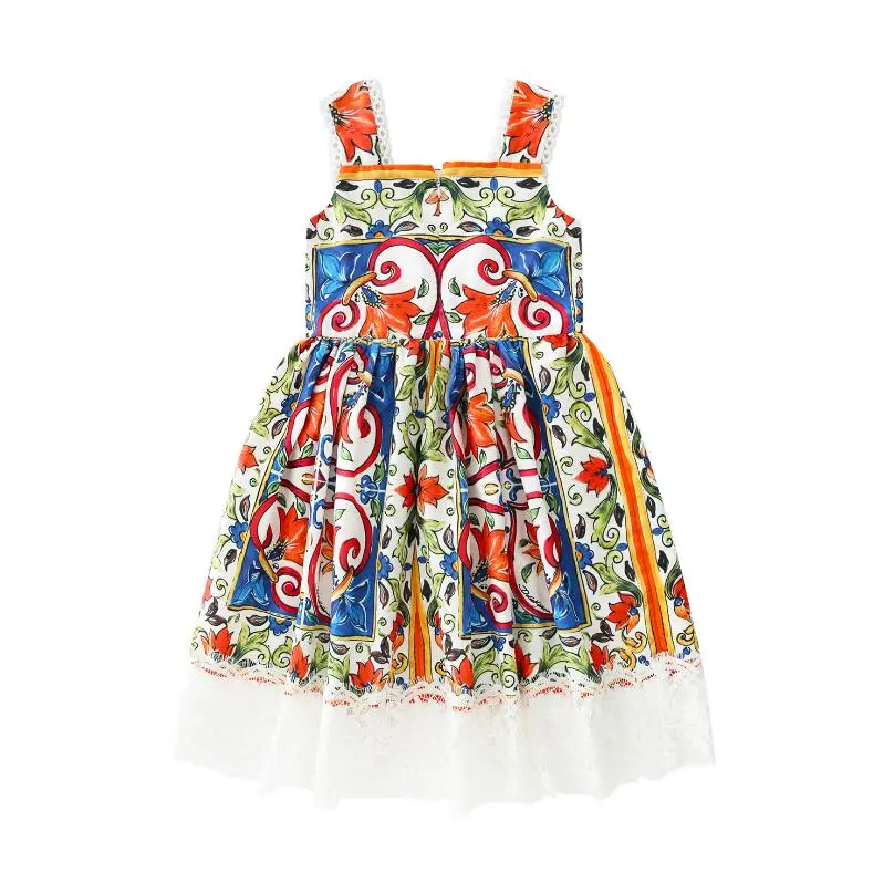 Летнее платье принцессы с абстрактным принтом импортные товары для девочек