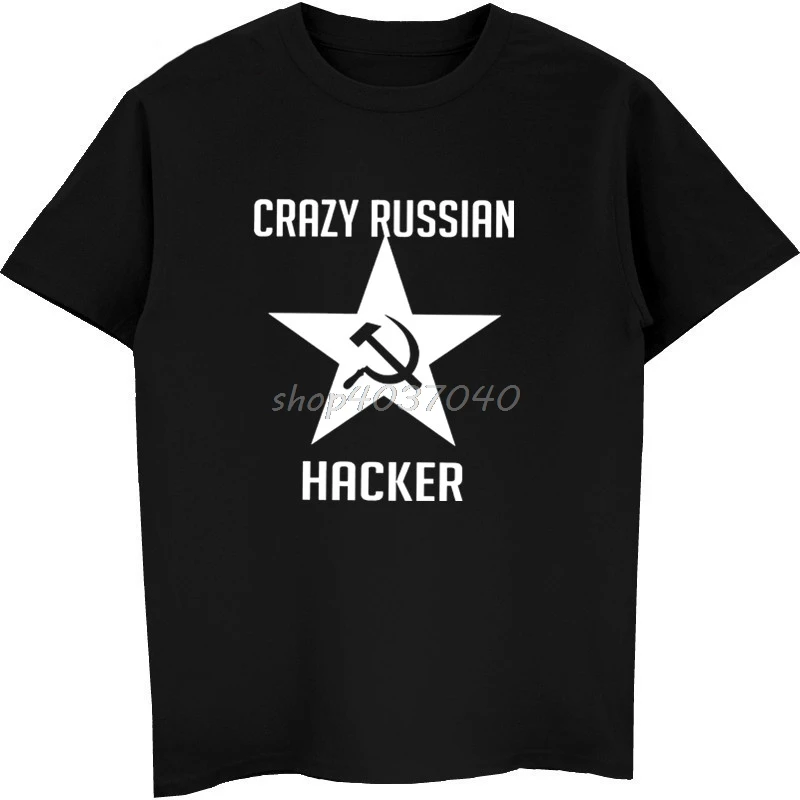 Забавная летняя футболка Crazy Russian Hacker с принтом СССР Мужская хлопковая коротким