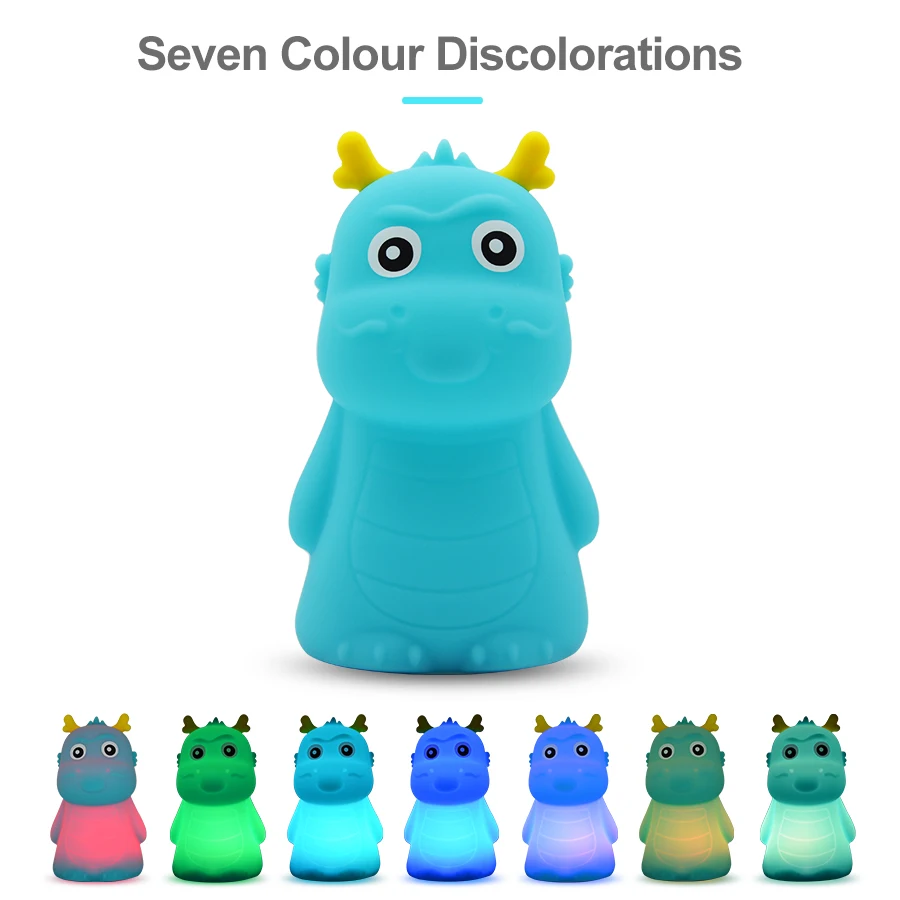Cute Dragon Night Light For Children Bedroom Lamp Dinosaur LED Nightlight Child Lights Beside Baby Christmas Xmas Gifts | Лампы и
