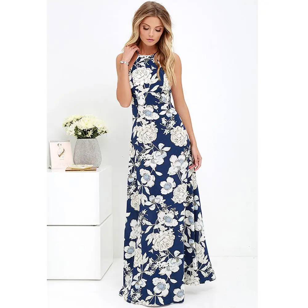Платье Макси женское летнее без рукавов с цветочным принтом|dress robe|plus size maxiplus maxi