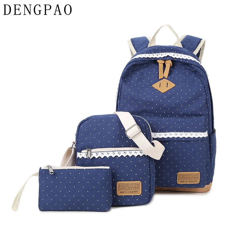 DENGPAO harajuku backpacks set korean style women canvas fashion girls school bags femme printing bagpack cute sac a dos | Багаж и сумки
