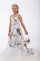 spaghetti lace appliques camo white camouflage a line flower girls dresses tulle custom kids formal party gowns sleeveless 2021
