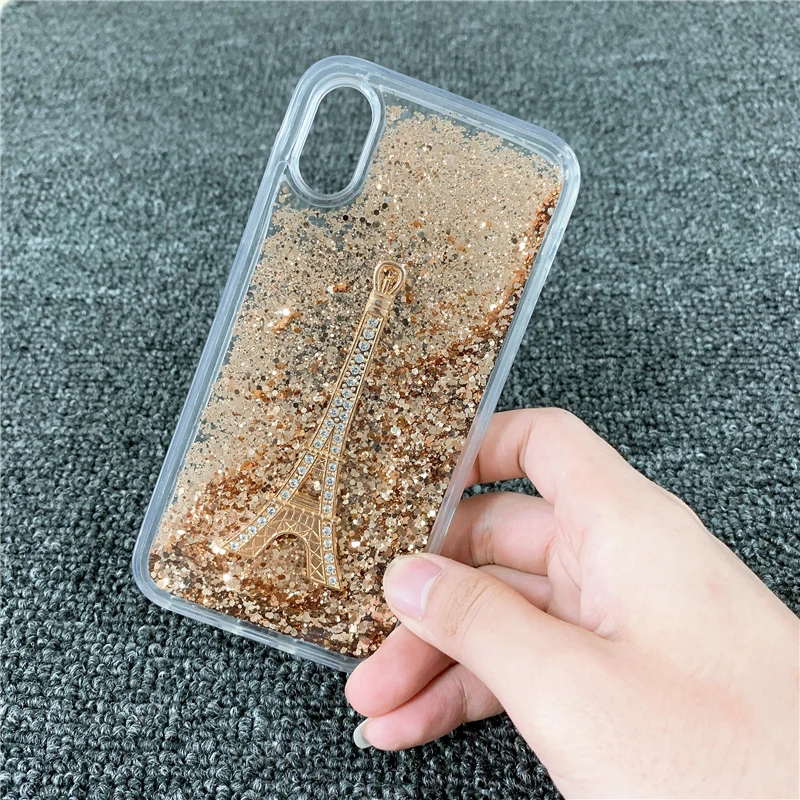 

Liquid Case Dynamic Glitter Quicksand Soft Silicone Cover for Samsung Galaxy S10e S10 S9 S8 Plus Note 8 9 Diamond Eiffel Tower