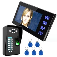 free shipping touch key 7 color fingerprint video door phone doorbell video intercom system wth fingerprint access control