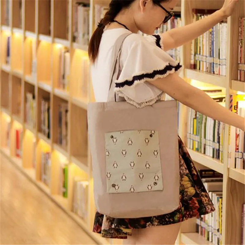 

Casual Shoulder Vest Large Capacity Simple Shopping Bag With Print Cream Color Girls Hand Bag Women Simple Package Bag