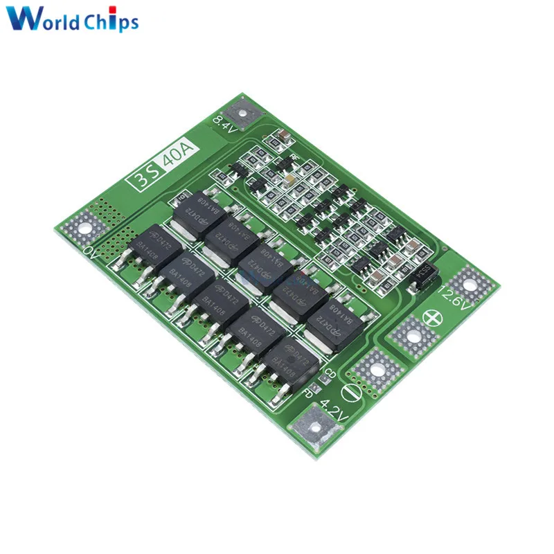 Защитная плата PCB BMS для зарядного устройства литиевых батарей 3S 40 А 11 1 В 12 6 в 18650