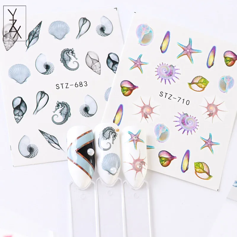 YiZhiXiu 1 комплект переноса воды Стикеры Nail Art Таблички Гвозди DIY обертывания советы животных перо цветок черный Цепочки и ожерелья конструкции ювелирных изделий
