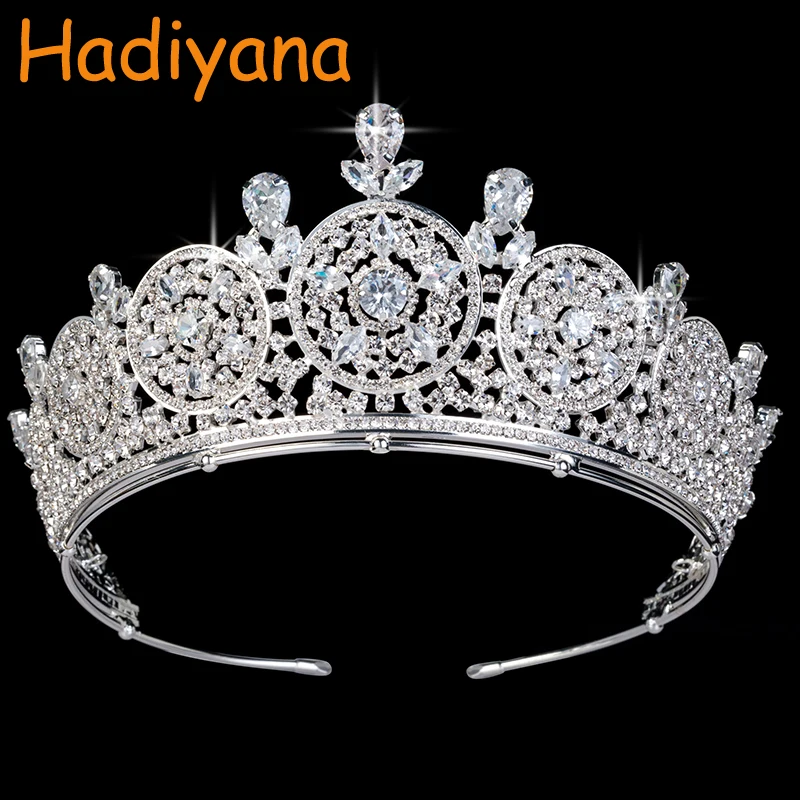 Женские свадебные тиары с круглой короной Hadiyana вечерние для волос на годовщину