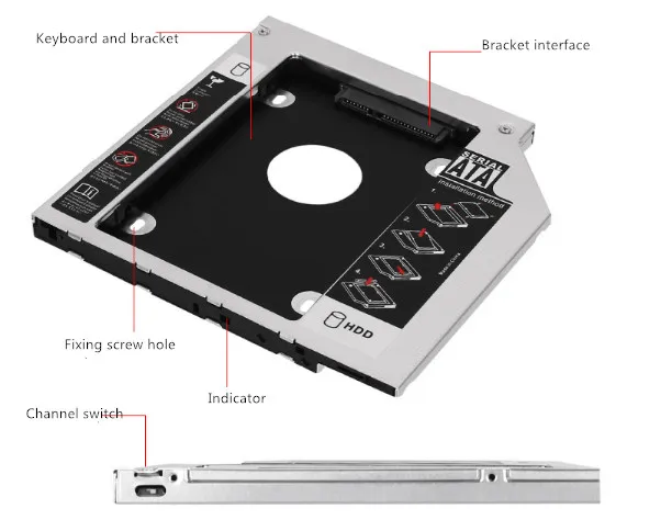 HDD Caddy SATA 3,0 Интерфейс 2,5 дюйма 9 мм 9,5 мм 12,7 мм кронштейн для жесткого диска SSD адаптер Optibay DVD CD-ROM корпус адаптер чехол