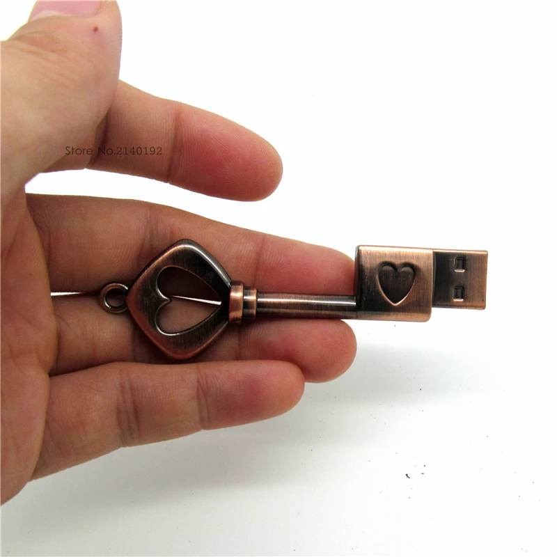 Металлический USB флеш накопитель в форме сердца u диск медный love key 4 ГБ 8 16 32 ручка