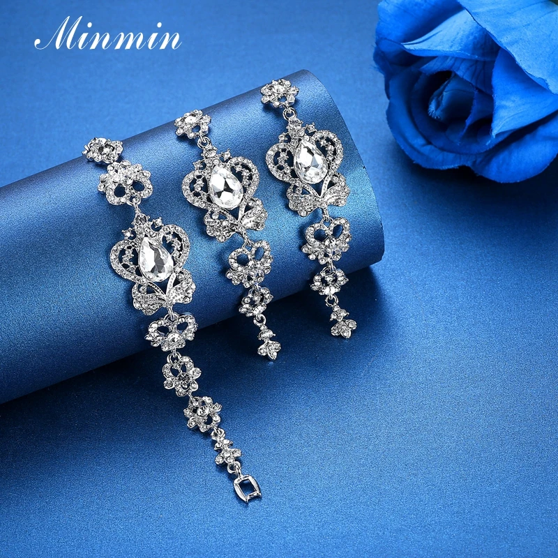 Minmin Серебряный Цвет Бабочка Кристалл Ювелирные наборы для женщин Свадьба