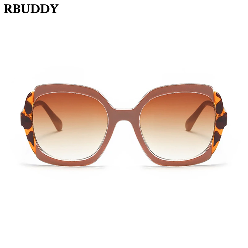 RBUDDY площадь Leopard солнцезащитные очки с принтом Для женщин классический черный