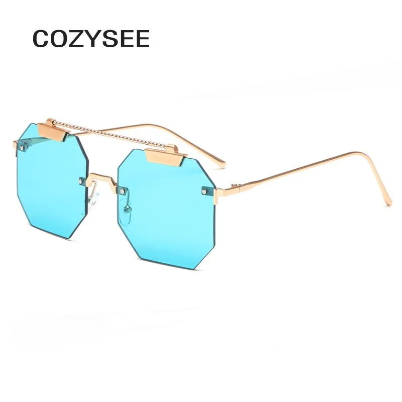 Трендовые солнцезащитные очки без оправы квадратные oculos Feminino Ретро Винтажные