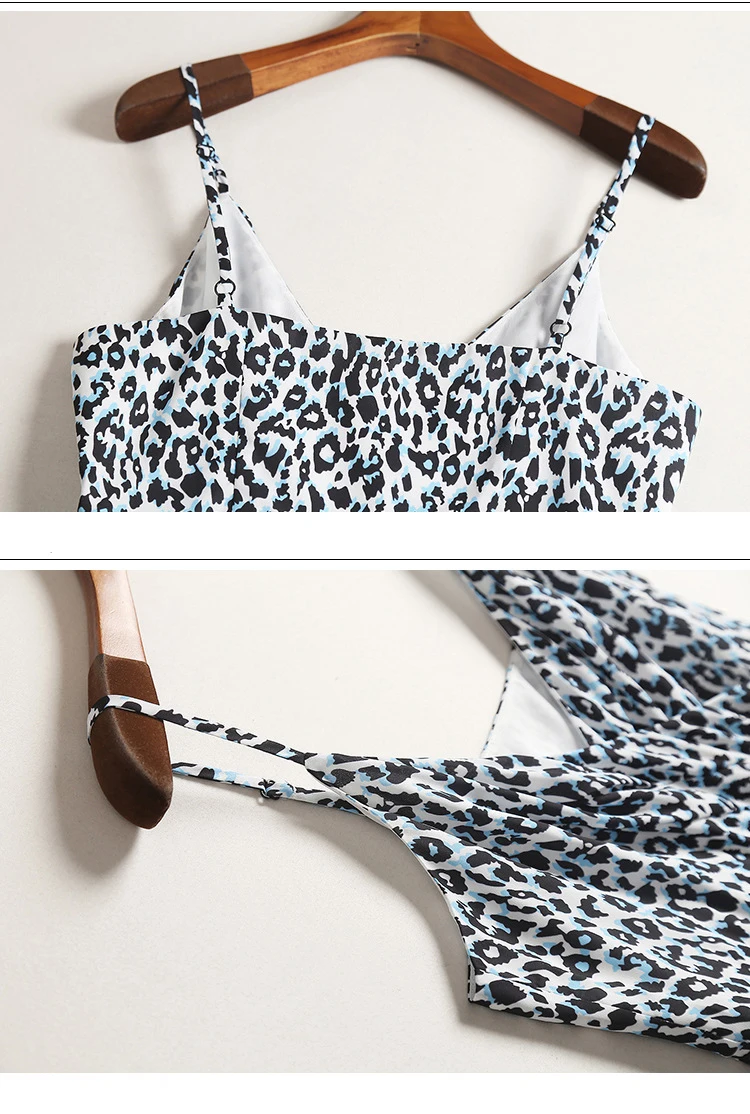 FASHION Mori Girl Summer Dress 2018 Leopard Print Vestidos Women Sexy Elegant Strap Casual 2 Sets with White T-shirt B1341 | Женская