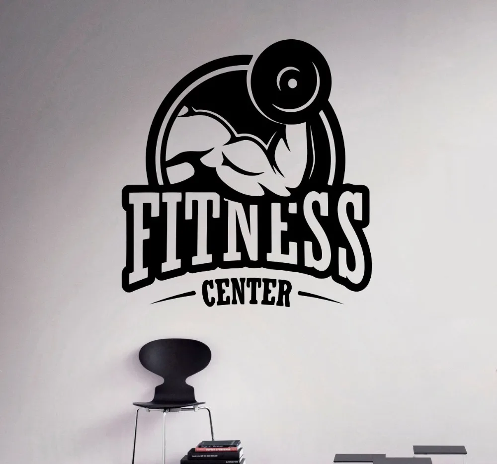 

Removable FITNESS center DIY Wall Sticker GYM Sports Home Decor Living Room Sports Wall Decal Art Vinyl Mural Elblrm NY-138
