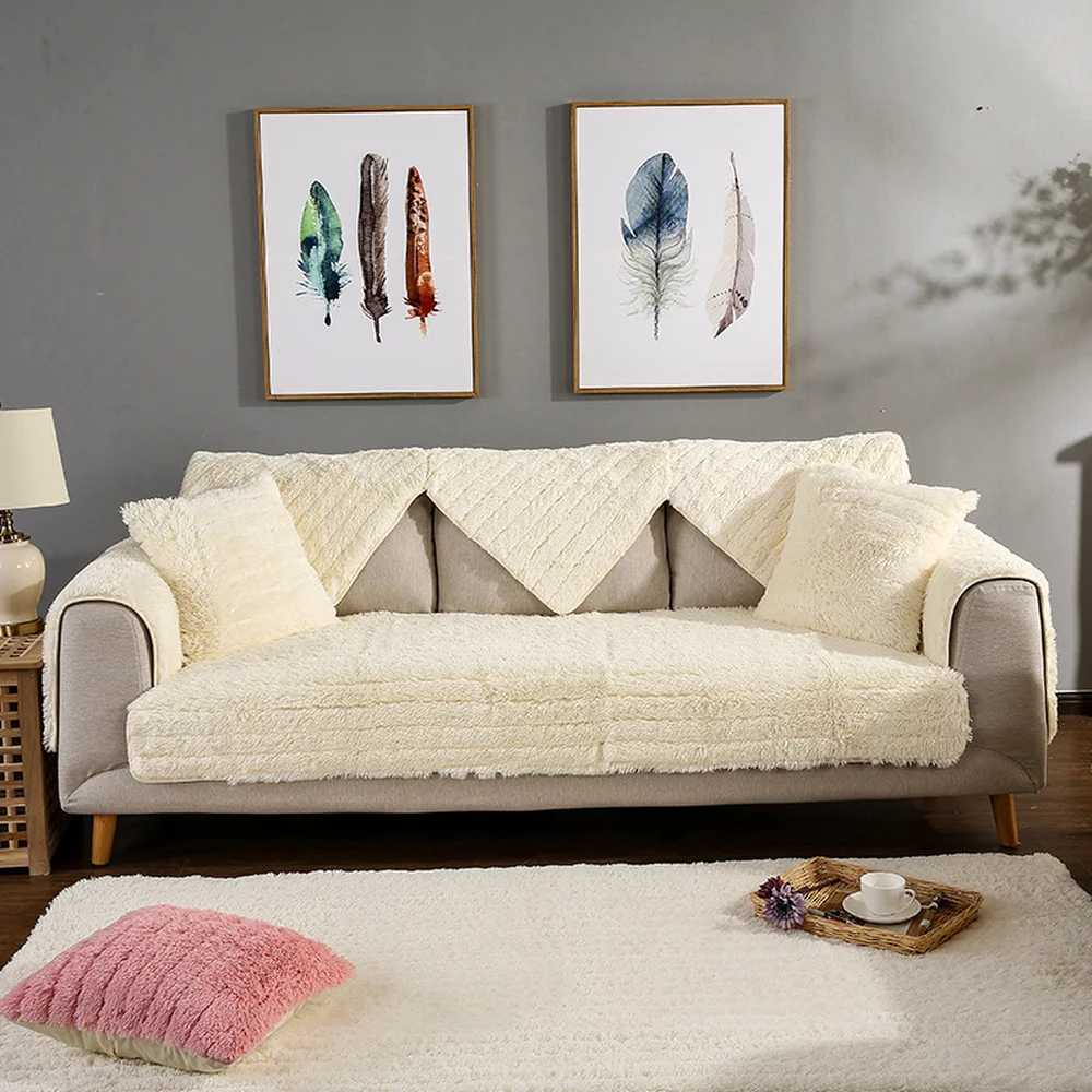 Высококачественные длинные бархатные одноцветные теплые чехлы для диванов