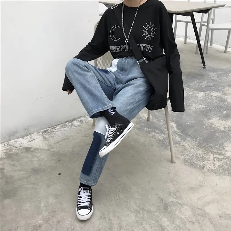 Женские джинсы с дырками ulzzang harajuku BF на весну и осень повседневные корейские