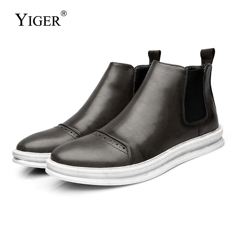 YIGER/Новинка мужские ботильоны из натуральной кожи сезон весна-осень Повседневная