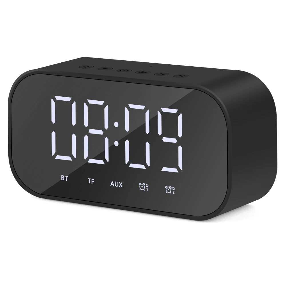 Беспроводной с Bluetooth портативный динамик время часы температура зеркало дисплей