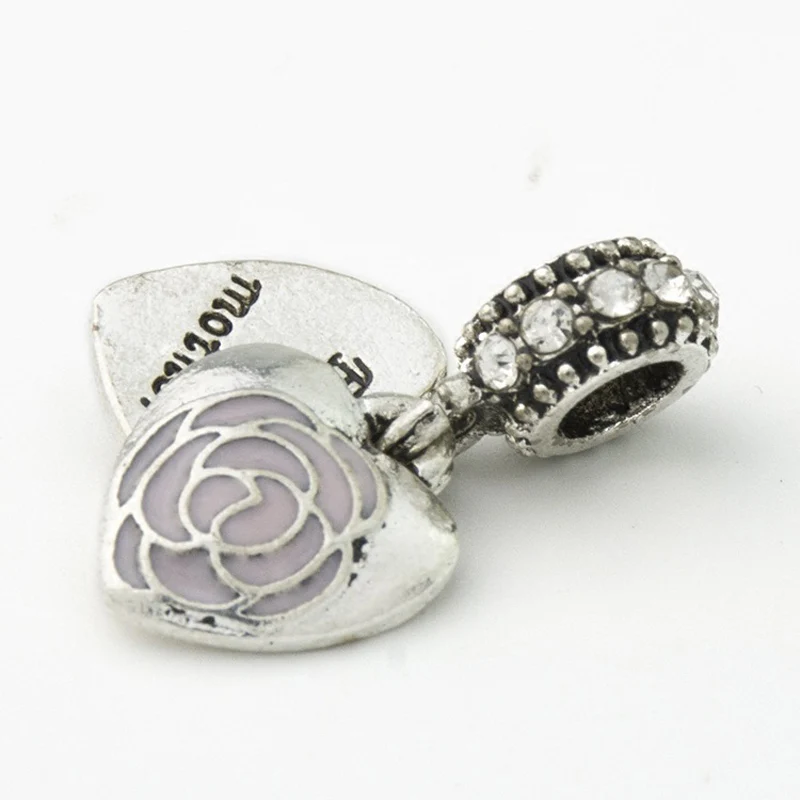 Сделай сам ювелирное изделие с розовыми цветочками Сердце Кулон Европейский