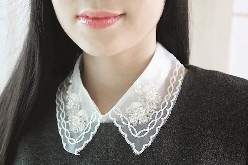 Белая хлопчатобумажная рубашка со стразами тонкая женская милая Ретро кружевная